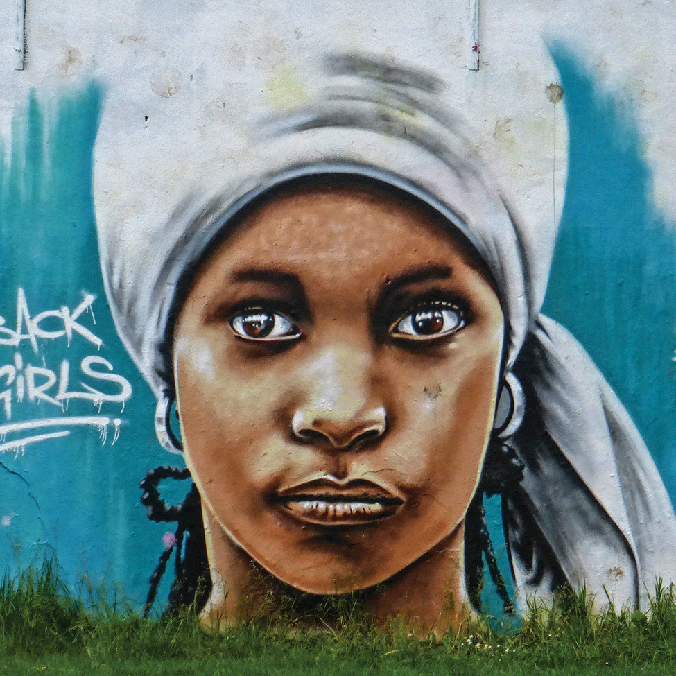 Mural of a woman wearing a headscarf