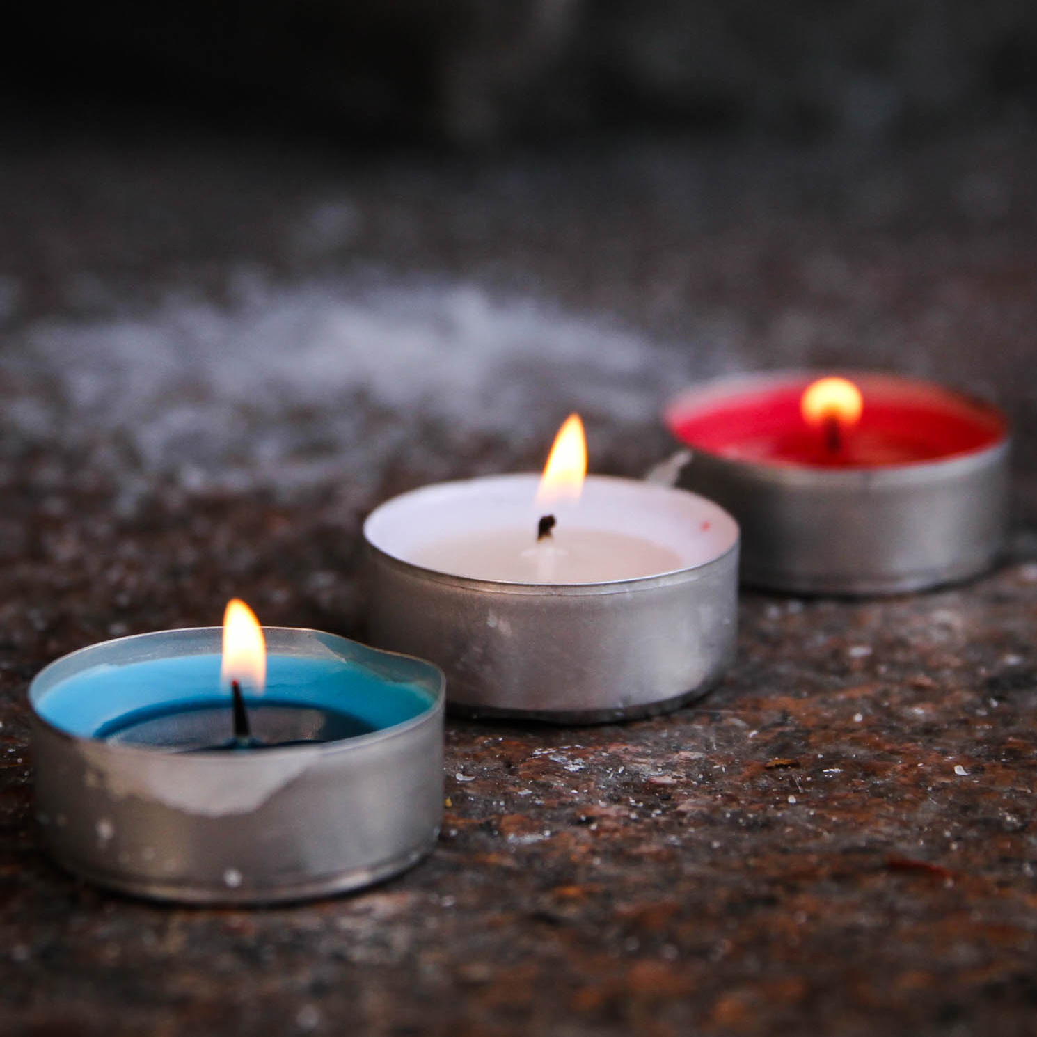 Red, white, and blue tealight candles