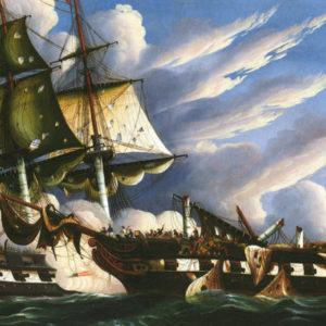 Painting of a naval battle in the War of 1812