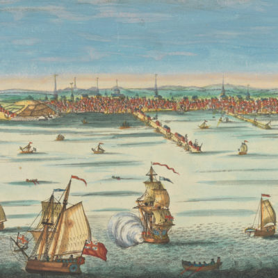 Illustration of A South-East View of the City of Boston in North America