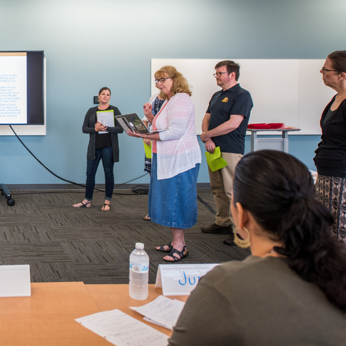 A woman giving a presentation