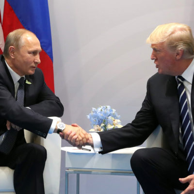 President Putin and President Trump shaking hands
