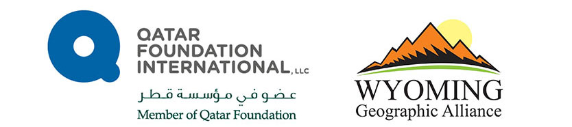 Logos for the Qatar Foundation International and the Wyoming Geographic Alliance