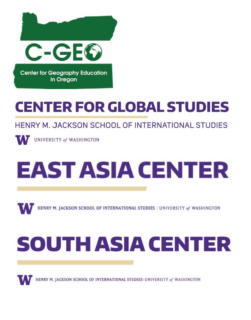 Logos for the Center for Geography Education in Oregon and the Jackson school of international studies at the University of Washington