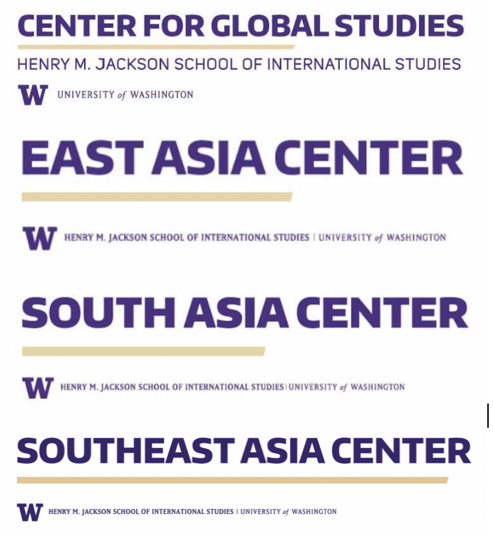 University of Washington Center for Global Studies, East Asia Center, South Asia Center, Southeast Asia center logos