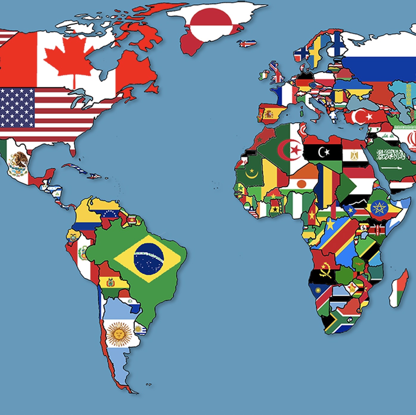 World map of countries' flags
